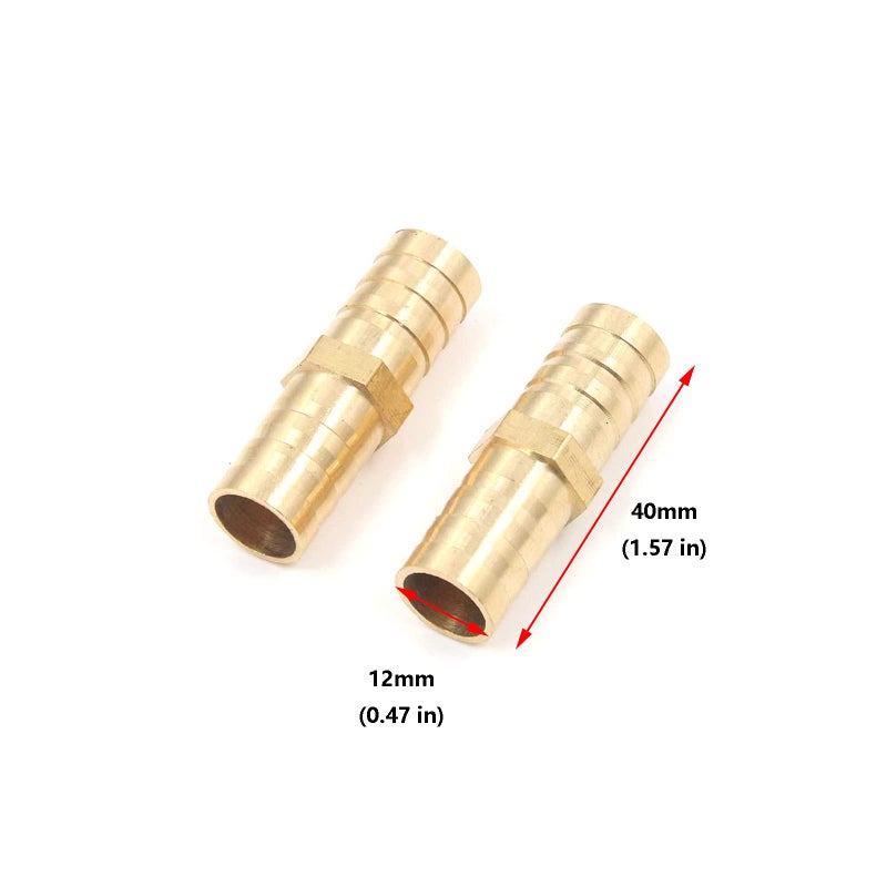 Antrader 10-Pack Straight Coupling Brass Hose Fitting, Barb PEX Pipe Fittings, 1/2" x 1/2" Barb - Image 2